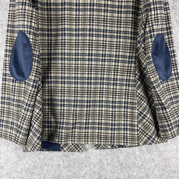 Susan Graver Tailored Jacquard Knit Blazer Women Medium Plaid Elbow Patch Career - Picture 15 of 16